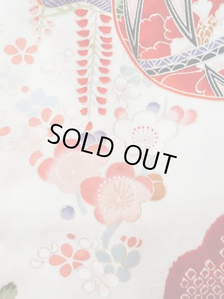 Photo6: Mint M0505O Used Japanese women  White Kids / Silk. Flower, Japanese ball motif  (Grade A) (6)