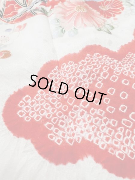 Photo7: Mint M0505O Used Japanese women  White Kids / Silk. Flower, Japanese ball motif  (Grade A) (7)