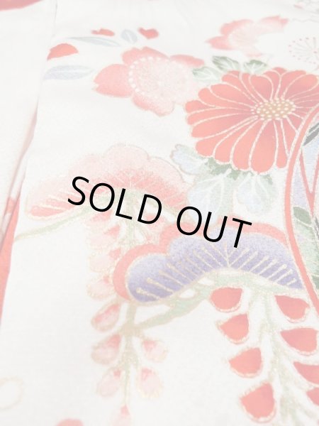 Photo8: Mint M0505O Used Japanese women  White Kids / Silk. Flower, Japanese ball motif  (Grade A) (8)