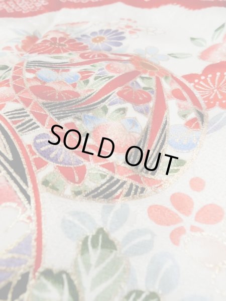 Photo9: Mint M0505O Used Japanese women  White Kids / Silk. Flower, Japanese ball motif  (Grade A) (9)
