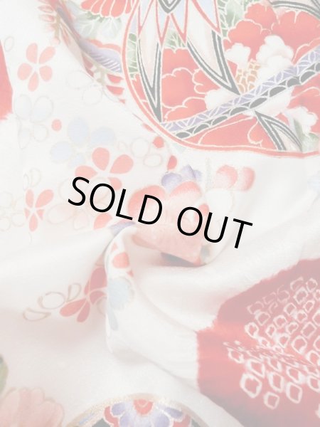 Photo11: Mint M0505O Used Japanese women  White Kids / Silk. Flower, Japanese ball motif  (Grade A) (11)