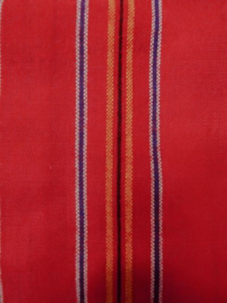 Photo4: M0505X Used Japanese women  Red Kids / Wool. Stripes   (Grade B) (4)