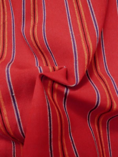 Photo6: M0505X Used Japanese women  Red Kids / Wool. Stripes   (Grade B) (6)