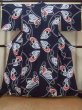 Photo1: M0506C Used Japanese women  Navy Blue Kids / Cotton. Line,   (Grade D) (1)