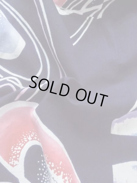 Photo9: M0506C Used Japanese women  Navy Blue Kids / Cotton. Line,   (Grade D) (9)