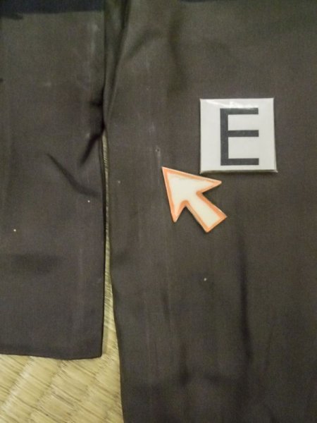 Photo21: M0516C Used Japanese men  Olive Men's Juban / Silk. Pine tree/branch/needle,   (Grade D) (21)