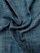 Photo8: M0516E Used Japanese men Grayish Light Blue Men's Juban / Silk. Plaid Checks   (Grade C) (8)