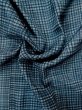 Photo8: M0516E Used Japanese men Grayish Light Blue Men's Juban / Silk. Plaid Checks   (Grade C) (8)