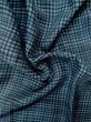 Photo9: M0516E Used Japanese men Grayish Light Blue Men's Juban / Silk. Plaid Checks   (Grade C) (9)