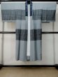 Photo1: M0516F Used Japanese men Grayish Light Blue Men's Juban / Silk. Abstract pattern   (Grade B) (1)