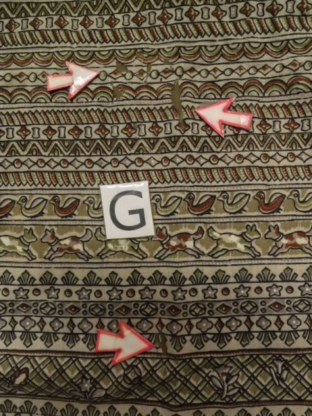 Photo18: M0516G Used Japanese men Dark Golden Yellow Men's Juban / Wool. Chinz pattern   (Grade D) (18)