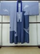 Photo2: M0516H Used Japanese men Grayish Light Blue Men's Juban / Silk. Pine tree/branch/needle,   (Grade D) (2)