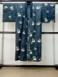 Photo1: Mint M0516M Used Japanese men  Navy Blue Men's Juban / Wool. Bamboo leaf, arrow pattern  (Grade D) (1)