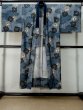Photo1: Mint M0516N Used Japanese menPale Grayish Navy Blue Men's Juban / Wool. Gradation, Kanji charactors pattern  (Grade A) (1)