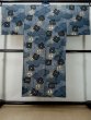 Photo2: Mint M0516N Used Japanese menPale Grayish Navy Blue Men's Juban / Wool. Gradation, Kanji charactors pattern  (Grade A) (2)