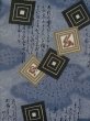 Photo3: Mint M0516N Used Japanese menPale Grayish Navy Blue Men's Juban / Wool. Gradation, Kanji charactors pattern  (Grade A) (3)