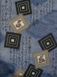 Photo4: Mint M0516N Used Japanese menPale Grayish Navy Blue Men's Juban / Wool. Gradation, Kanji charactors pattern  (Grade A) (4)