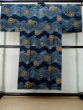 Photo2: M0516O Used Japanese men Dark Blue Men's Juban / Wool. Tall grass, Kanji charactors pattern  (Grade D) (2)