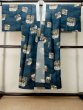 Photo1: M0516P Used Japanese men Dark Blue Men's Juban / Wool. Pine tree/branch/needle,   (Grade C) (1)