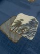 Photo8: M0516P Used Japanese men Dark Blue Men's Juban / Wool. Pine tree/branch/needle,   (Grade C) (8)