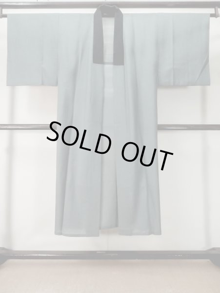 Photo2: M0516R Used Japanese men Bluish Gray Men's Juban / Wool. TACHIBANA orange,   (Grade D) (2)