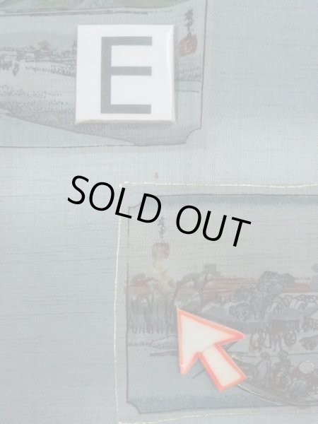 Photo19: M0516R Used Japanese men Bluish Gray Men's Juban / Wool. TACHIBANA orange,   (Grade D) (19)