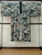 Photo1: M0516S Used Japanese men Grayish Brown Men's Juban / Wool. Bamboo leaf, castle pattern  (Grade A) (1)