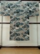 Photo2: M0516S Used Japanese men Grayish Brown Men's Juban / Wool. Bamboo leaf, castle pattern  (Grade A) (2)