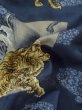 Photo12: M0516T Used Japanese men  Navy Blue Men's Juban / Wool. Pine tree/branch/needle,   (Grade A) (12)