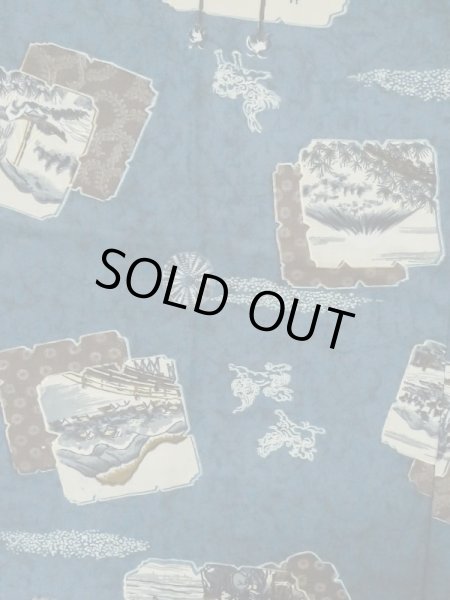 Photo3: M0516W Used Japanese men  Navy Blue Men's Juban / Wool. Pine tree/branch/needle,   (Grade C) (3)