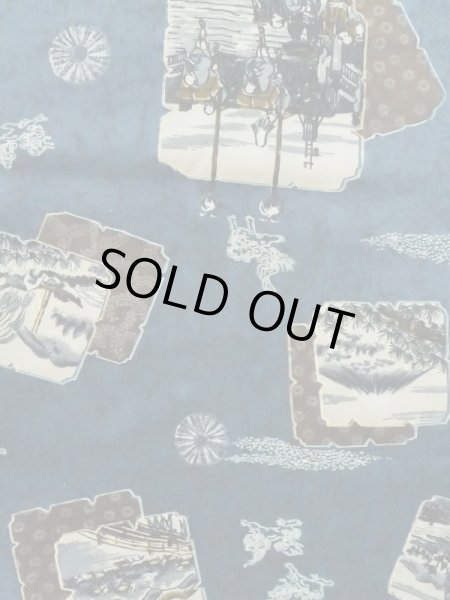 Photo4: M0516W Used Japanese men  Navy Blue Men's Juban / Wool. Pine tree/branch/needle,   (Grade C) (4)