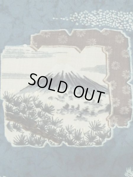 Photo5: M0516W Used Japanese men  Navy Blue Men's Juban / Wool. Pine tree/branch/needle,   (Grade C) (5)