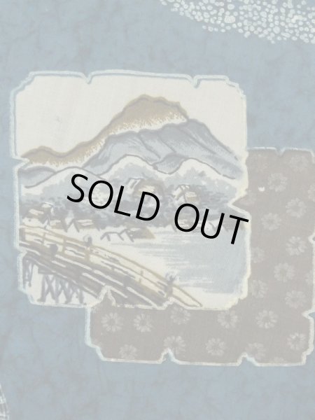 Photo7: M0516W Used Japanese men  Navy Blue Men's Juban / Wool. Pine tree/branch/needle,   (Grade C) (7)