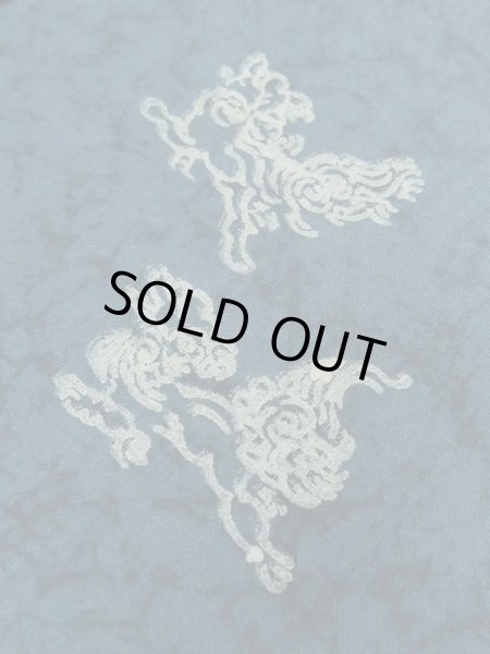 Photo8: M0516W Used Japanese men  Navy Blue Men's Juban / Wool. Pine tree/branch/needle,   (Grade C) (8)