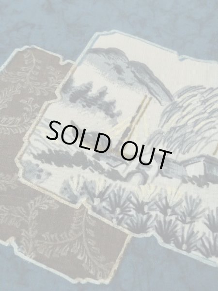 Photo9: M0516W Used Japanese men  Navy Blue Men's Juban / Wool. Pine tree/branch/needle,   (Grade C) (9)