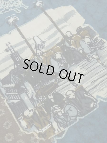 Photo10: M0516W Used Japanese men  Navy Blue Men's Juban / Wool. Pine tree/branch/needle,   (Grade C) (10)