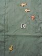 Photo16: M0517B Used Japanese menPale Grayish Green Men's Juban / Synthetic. Pine tree/branch/needle,   (Grade D) (16)