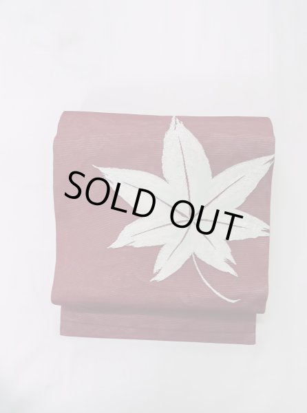 Photo2: Mint M0523A Vintage Japanese Kimono   Dark Red NAGOYA OBI sash MOMIJI maple leaf Silk. (Grade A) (2)