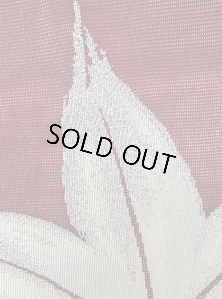 Photo4: Mint M0523A Vintage Japanese Kimono   Dark Red NAGOYA OBI sash MOMIJI maple leaf Silk. (Grade A) (4)