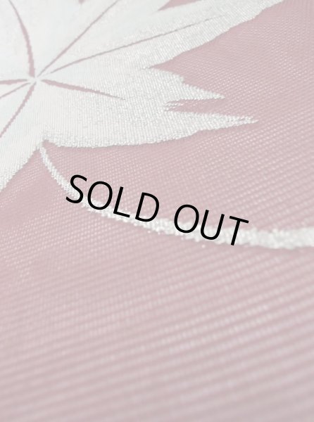 Photo6: Mint M0523A Vintage Japanese Kimono   Dark Red NAGOYA OBI sash MOMIJI maple leaf Silk. (Grade A) (6)