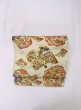 Photo2: M0523B Vintage Japanese Kimono   Ivory NAGOYA OBI sash Flower Silk. (Grade C) (2)