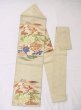 Photo1: M0523D Vintage Japanese Kimono   Ivory NAGOYA OBI sash Peony Silk. (Grade C) (1)