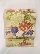 Photo2: M0523D Vintage Japanese Kimono   Ivory NAGOYA OBI sash Peony Silk. (Grade C) (2)