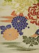 Photo5: M0523D Vintage Japanese Kimono   Ivory NAGOYA OBI sash Peony Silk. (Grade C) (5)