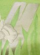 Photo6: M0523E Vintage Japanese Kimono  Vivid Yellowish Green NAGOYA OBI sash Iris Silk. (Grade B) (6)