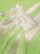 Photo8: M0523E Vintage Japanese Kimono  Vivid Yellowish Green NAGOYA OBI sash Iris Silk. (Grade B) (8)