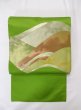 Photo2: M0523J Vintage Japanese Kimono  Vivid Yellowish Green NAGOYA OBI sash Mountain Silk. (Grade B) (2)