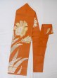 Photo1: M0523K Vintage Japanese Kimono   Orange NAGOYA OBI sash Flower Silk. (Grade C) (1)