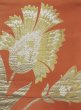 Photo3: M0523K Vintage Japanese Kimono   Orange NAGOYA OBI sash Flower Silk. (Grade C) (3)