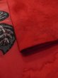 Photo10: M0523P Vintage Japanese Kimono   Red NAGOYA OBI sash Leaf Silk. (Grade B) (10)